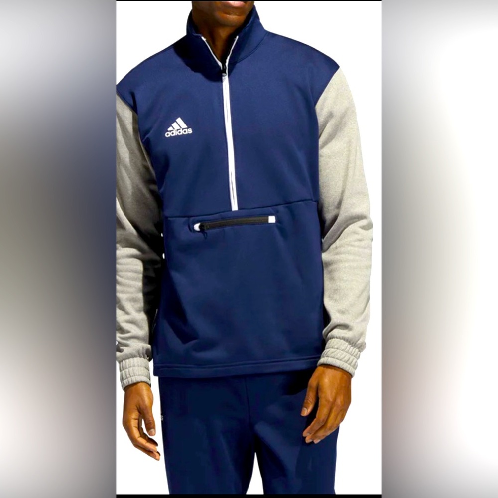 Adidas Men's Navy and Gray 1/4 zip size 2XL NWT